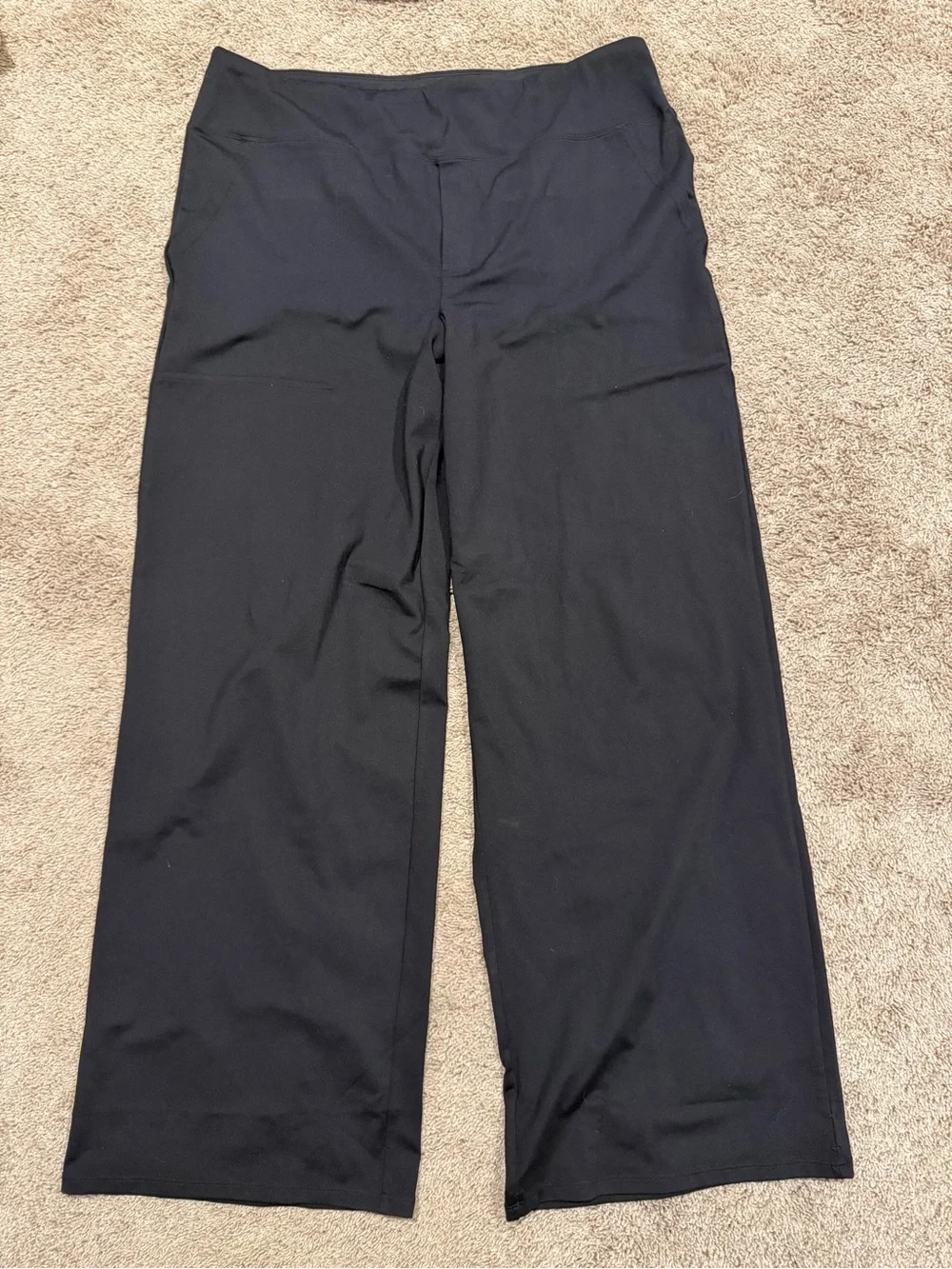 Women’s Black Wide-Leg Comfy Everyday Joggers Athletic Spandex Pants, Size XXL
